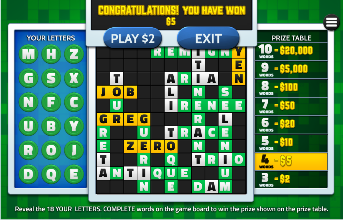 Crossword Online Gambling Game Atlantic Canada ALC